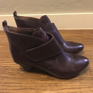 Miz Mooz NYC, Groove ankle bootie, leather, purple/aubergine, 2 inch heel